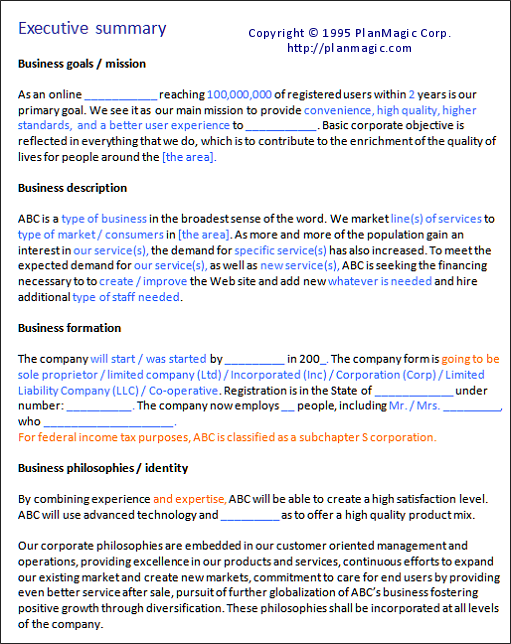 overview of a business plan